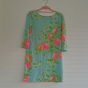 Lilly Pulitzer Aqua Floral Fruit-Print Mini Dress